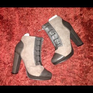CHARCOAL SUEDE PU FRONT ZIP BOOTIES